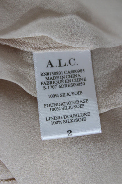 A.L.C. Womens Maxi Slip Dress Beige V-Neck Sleeveless Polyester Size 2