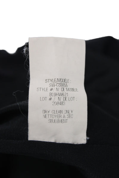 Helmut Lang Women Bodycon Pencil Dress Black V-Neck Short Sleeve Petite Size S