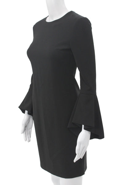 Alice + Olivia Women Sheath Shift Dress Black Long Sleeve Zip Size 2