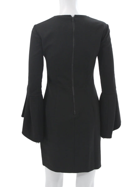 Alice + Olivia Women Sheath Shift Dress Black Long Sleeve Zip Size 2