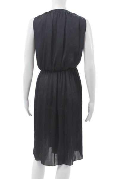 L'Agence Women Blouson Wrap Dress Black V-Neck Sleeveless Size 2