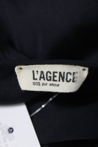 L'Agence Women Blouson Wrap Dress Black V-Neck Sleeveless Size 2