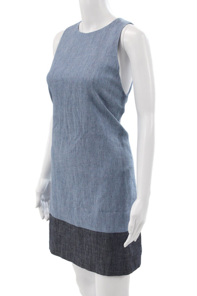 Alice + Olivia Womens Blue Lace Shift Dress Knee Length Sleeveless Size S