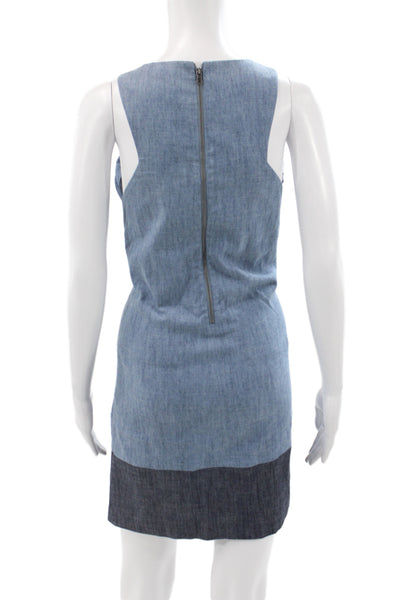 Alice + Olivia Womens Blue Lace Shift Dress Knee Length Sleeveless Size S