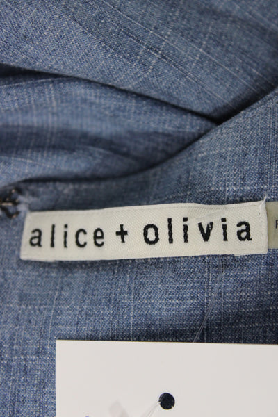 Alice + Olivia Womens Blue Lace Shift Dress Knee Length Sleeveless Size S
