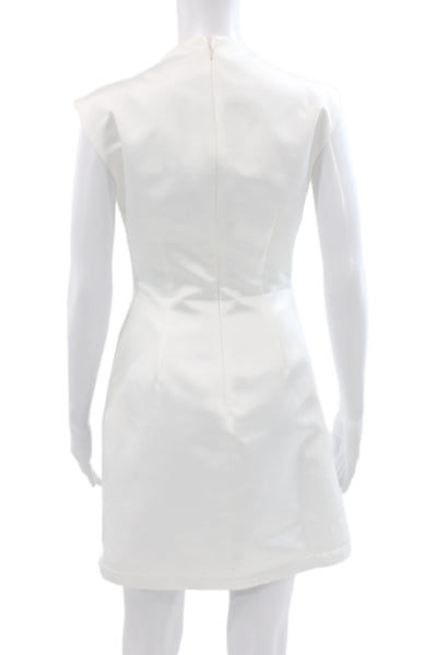 Oddmuse Womens Sheath Mini Dress White High Neck Sleeveless Knee Length Size M