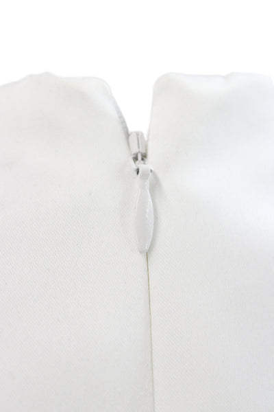 Oddmuse Womens Sheath Mini Dress White High Neck Sleeveless Knee Length Size M