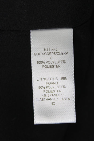Kay Unger Women Sheath Dress Black Herringbone V-Neck Short Sleeve Size 4