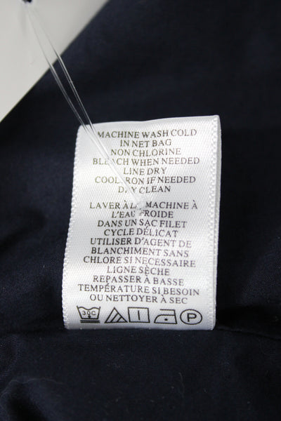 A.L.C. Womens Cropped Square Neck Sleeveless Button Up Blouse Dark Blue Size 4