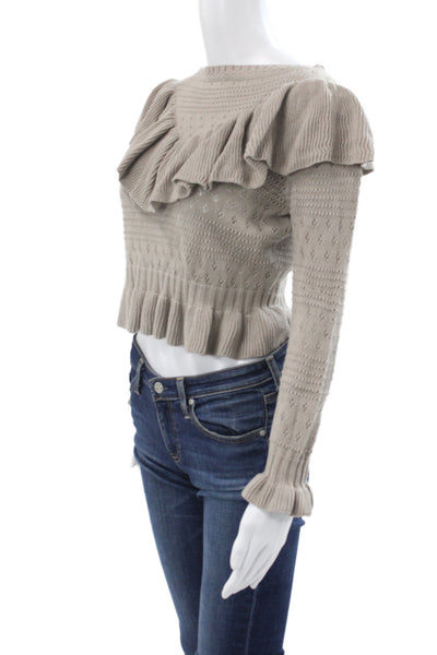 Love Shack Fancy Women Beige Pullover Round Neck Cotton Alpaca Size XS