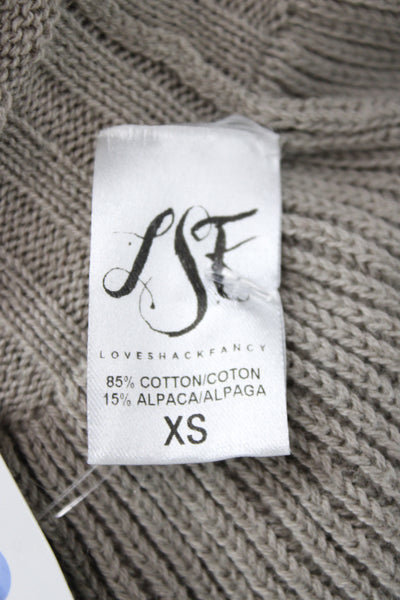 Love Shack Fancy Women Beige Pullover Round Neck Cotton Alpaca Size XS