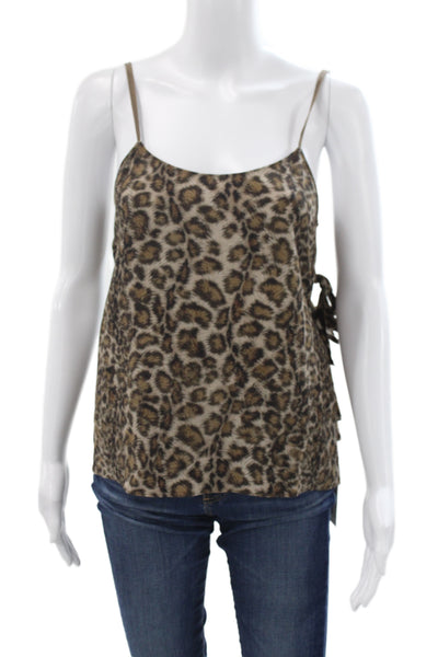Helmut Lang Womens Silk Brown Leopard Camisole Tie Sleeveless Size S