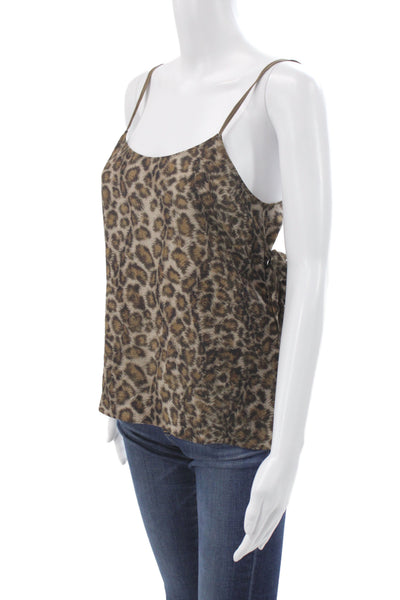 Helmut Lang Womens Silk Brown Leopard Camisole Tie Sleeveless Size S
