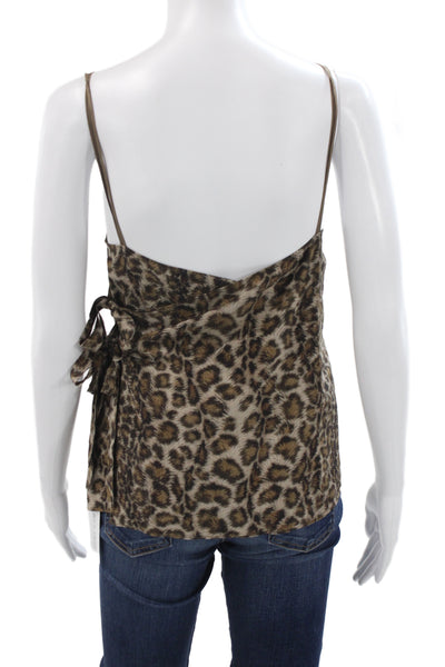 Helmut Lang Womens Silk Brown Leopard Camisole Tie Sleeveless Size S