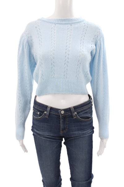 Topshop Women Pullover Sweater Light Blue Crew Neck Long Sleeve Size 0