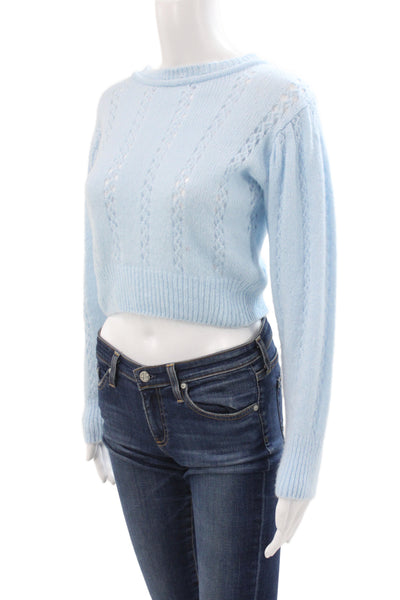 Topshop Women Pullover Sweater Light Blue Crew Neck Long Sleeve Size 0