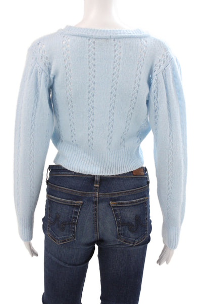 Topshop Women Pullover Sweater Light Blue Crew Neck Long Sleeve Size 0