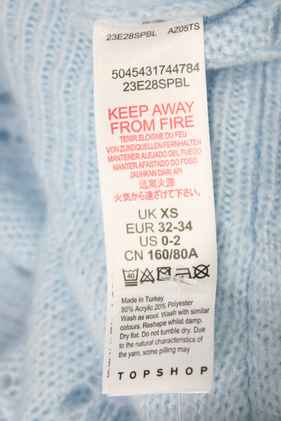 Topshop Women Pullover Sweater Light Blue Crew Neck Long Sleeve Size 0