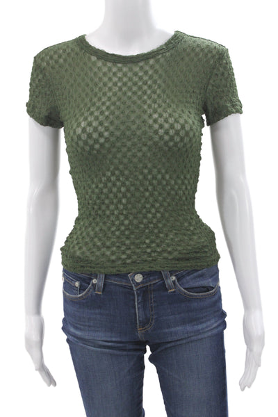 Frame Womens Basic Green Crew Neck Short Sleeve T-Shirt Size XS Petite