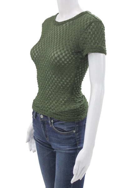 Frame Womens Basic Green Crew Neck Short Sleeve T-Shirt Size XS Petite