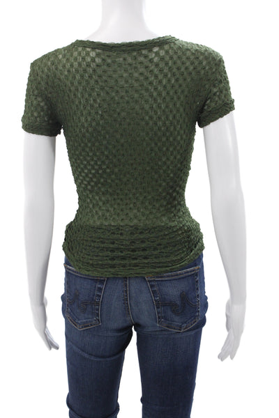 Frame Womens Basic Green Crew Neck Short Sleeve T-Shirt Size XS Petite