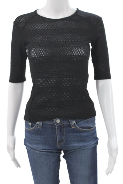 Rag & Bone Women Lace Cotton Crew Neck Zip Sweater 3/4 Sleeve Size XS