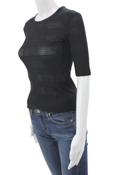 Rag & Bone Women Lace Cotton Crew Neck Zip Sweater 3/4 Sleeve Size XS