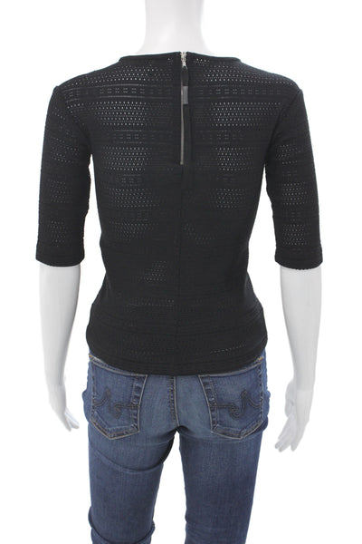 Rag & Bone Women Lace Cotton Crew Neck Zip Sweater 3/4 Sleeve Size XS