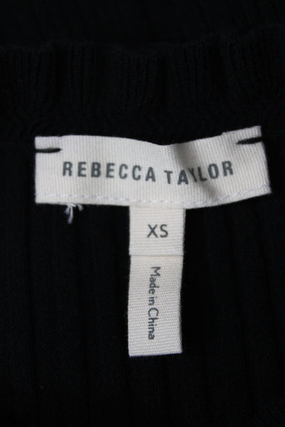 Rebecca Taylor Womens Cropped Lace Cotton Tank Black Mock Neck Size XS