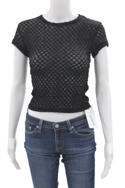 Frame Womens Cropped Black T Shirt Short Sleeve Crew Neck Size XS