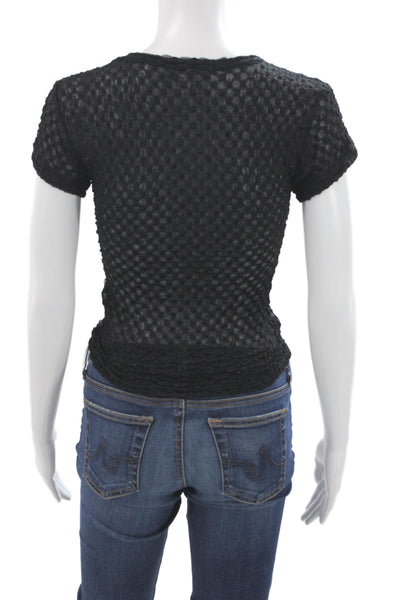 Frame Womens Cropped Black T Shirt Short Sleeve Crew Neck Size XS