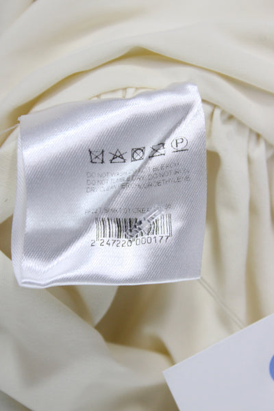 Magda Butrym Womens Cropped Jersey Crew Neck Short Sleeve Top Beige Size 36