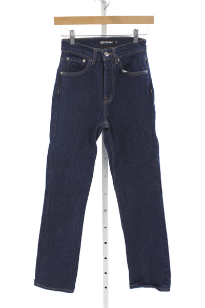EB Denim Women Straight Jeans Dark Blue High Rise Organic Cotton Size 23