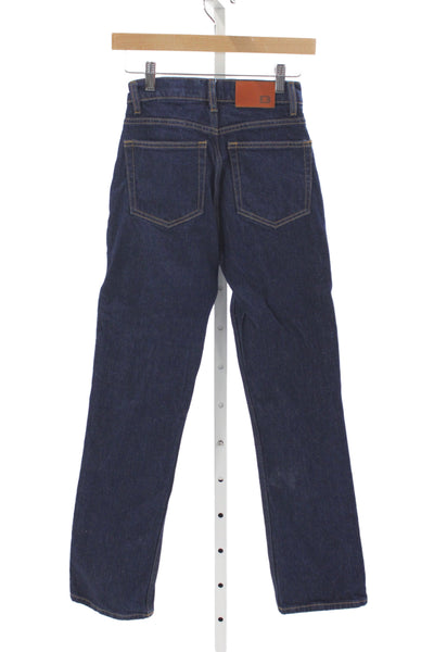 EB Denim Women Straight Jeans Dark Blue High Rise Organic Cotton Size 23
