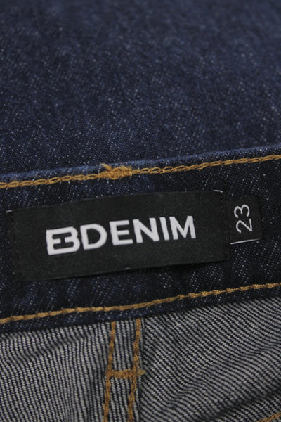 EB Denim Women Straight Jeans Dark Blue High Rise Organic Cotton Size 23