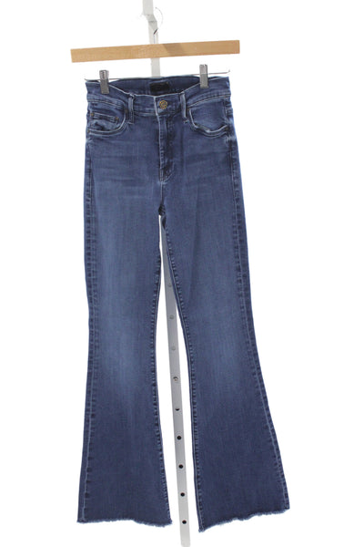 Mother Womens Flared Jeans Dark Blue High Rise Petite Size 24