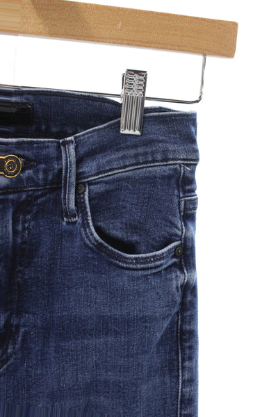 Mother Womens Flared Jeans Dark Blue High Rise Petite Size 24