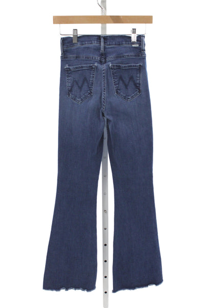 Mother Womens Flared Jeans Dark Blue High Rise Petite Size 24