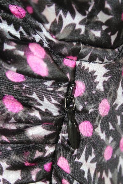 Ganni Womens Black Floral Square Neck Silk Blend Short Sleeve Blouse Size 32