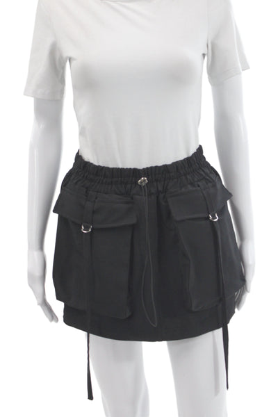 Zara Womens Cargo Mini Skort Black Polyester Elastane Short Size S