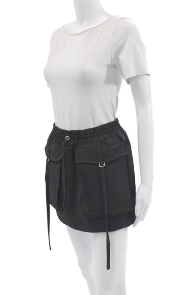 Zara Womens Cargo Mini Skort Black Polyester Elastane Short Size S