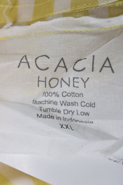 Acacia Women Shirt Dress Yellow Striped 3/4 Sleeve Cotton Size 2XL
