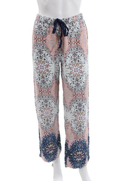 P.J. Salvage Womens Straight Leg Floral Pajama Pants White Multi Size Small
