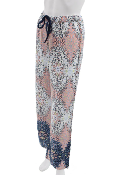 P.J. Salvage Womens Straight Leg Floral Pajama Pants White Multi Size Small