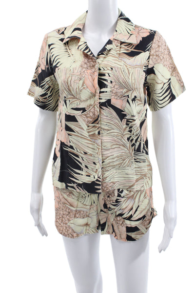 Les Coyotes De Paris Girls Button Front Floral Shirt Shorts Set White Pink 16