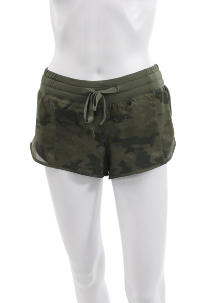 Lululemon Womens Camouflage Drawstring Polyester Shorts Army Size 4