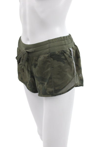 Lululemon Womens Camouflage Drawstring Polyester Shorts Army Size 4