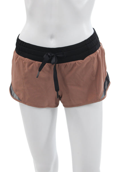 Lululemon Unisex Brown Drawstring Sports Shorts 86% Recycled Polyester Size 4