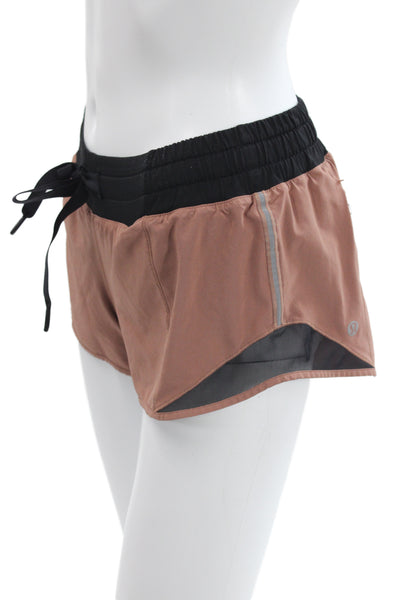 Lululemon Unisex Brown Drawstring Sports Shorts 86% Recycled Polyester Size 4