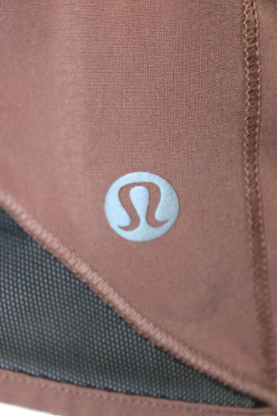 Lululemon Unisex Brown Drawstring Sports Shorts 86% Recycled Polyester Size 4